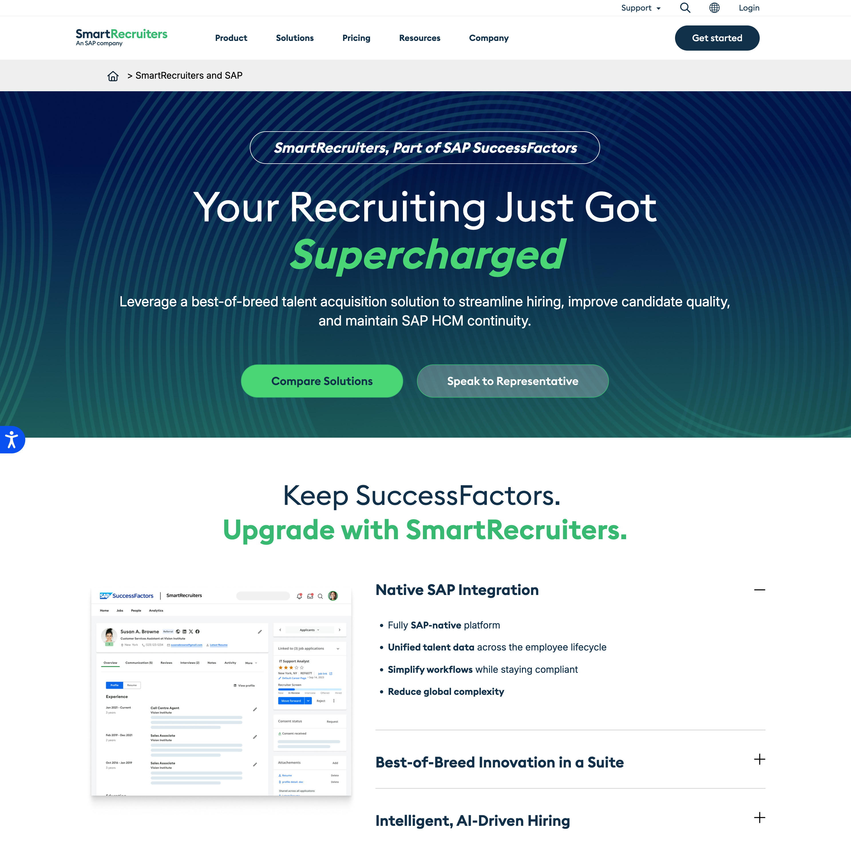 SAP landing page development