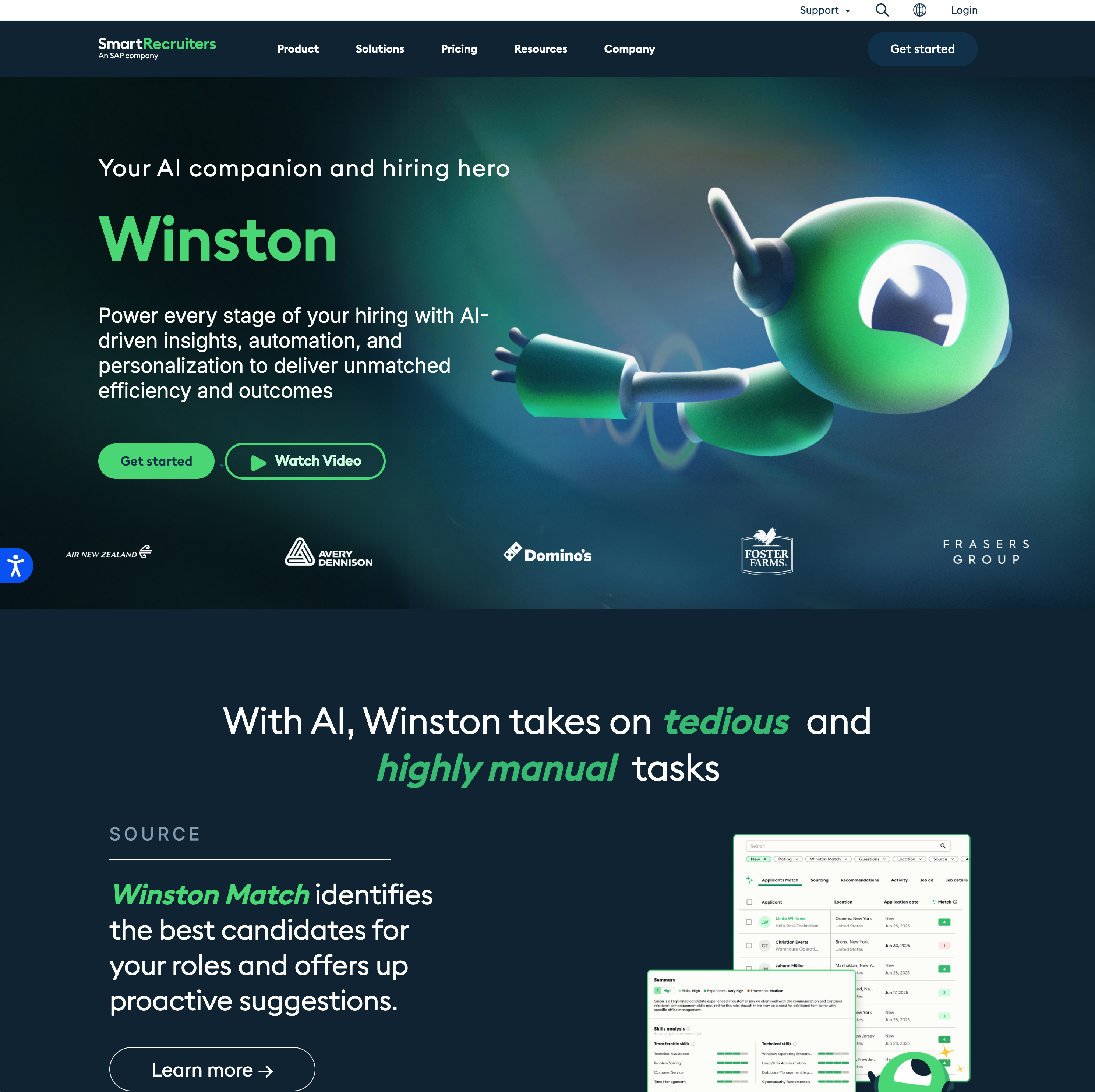 Winston landing page development